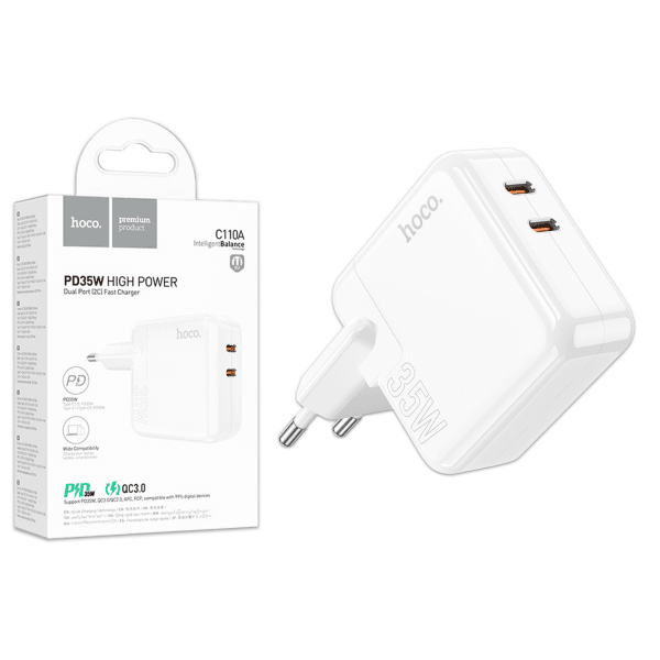 Мережевий зарядний пристрій Hoco  C110A PD35W white-0