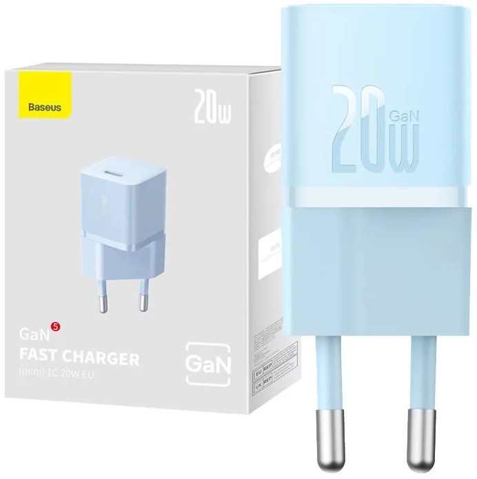 Мережевий зарядний пристрій Baseus GaN5 Fast Charger (mini) 20WBlue-0