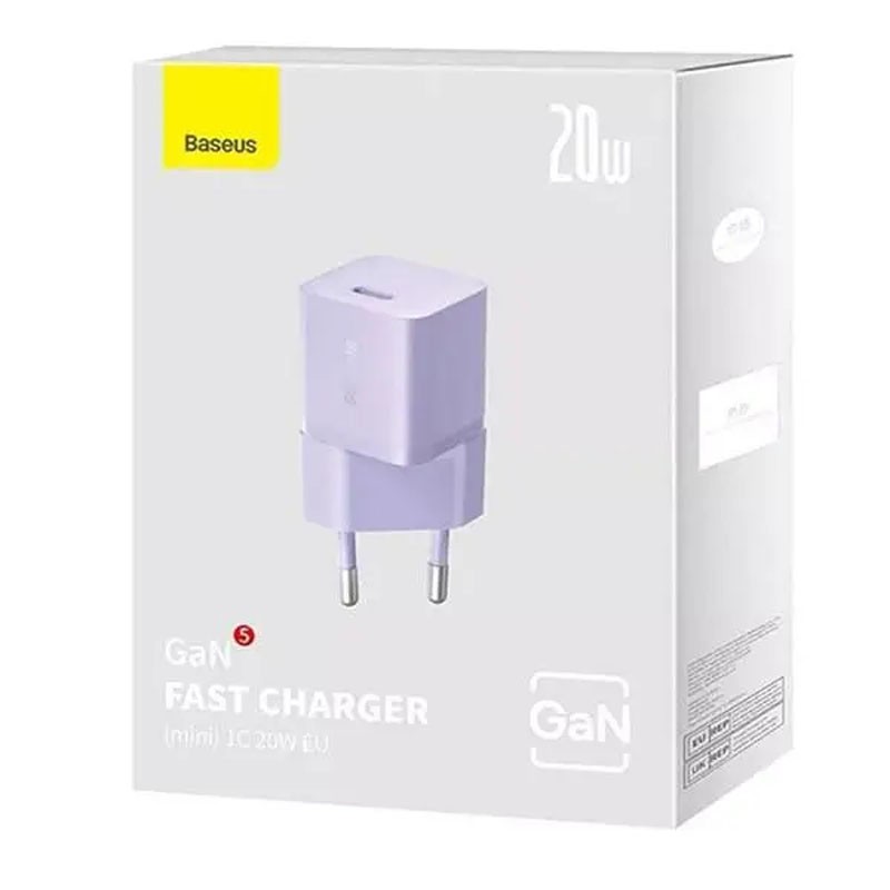 Мережевий зарядний пристрій Baseus GaN5 Fast Charger (mini) 20W Purple-0