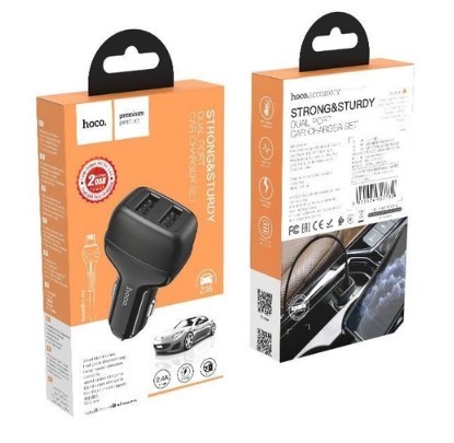 АЗП HOCO Z36 Leader 2USB/2,4A + Cable Lightning Black-0