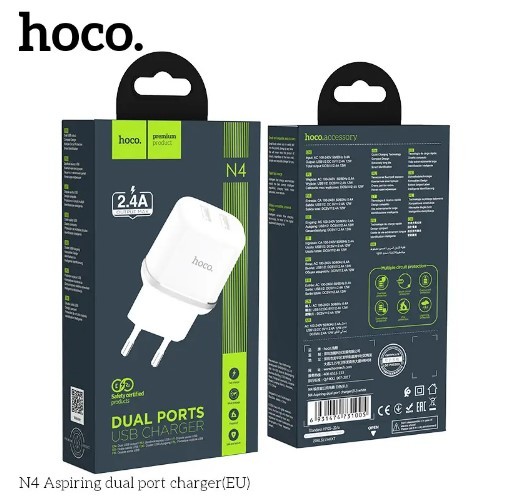 Hoco N4 Aspiring 2USB 2.4A EU білий-0