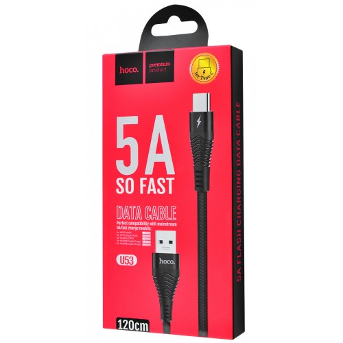 Кабель HOCO U53 Flash Cable Type-C 5A/1,2m. Black-0