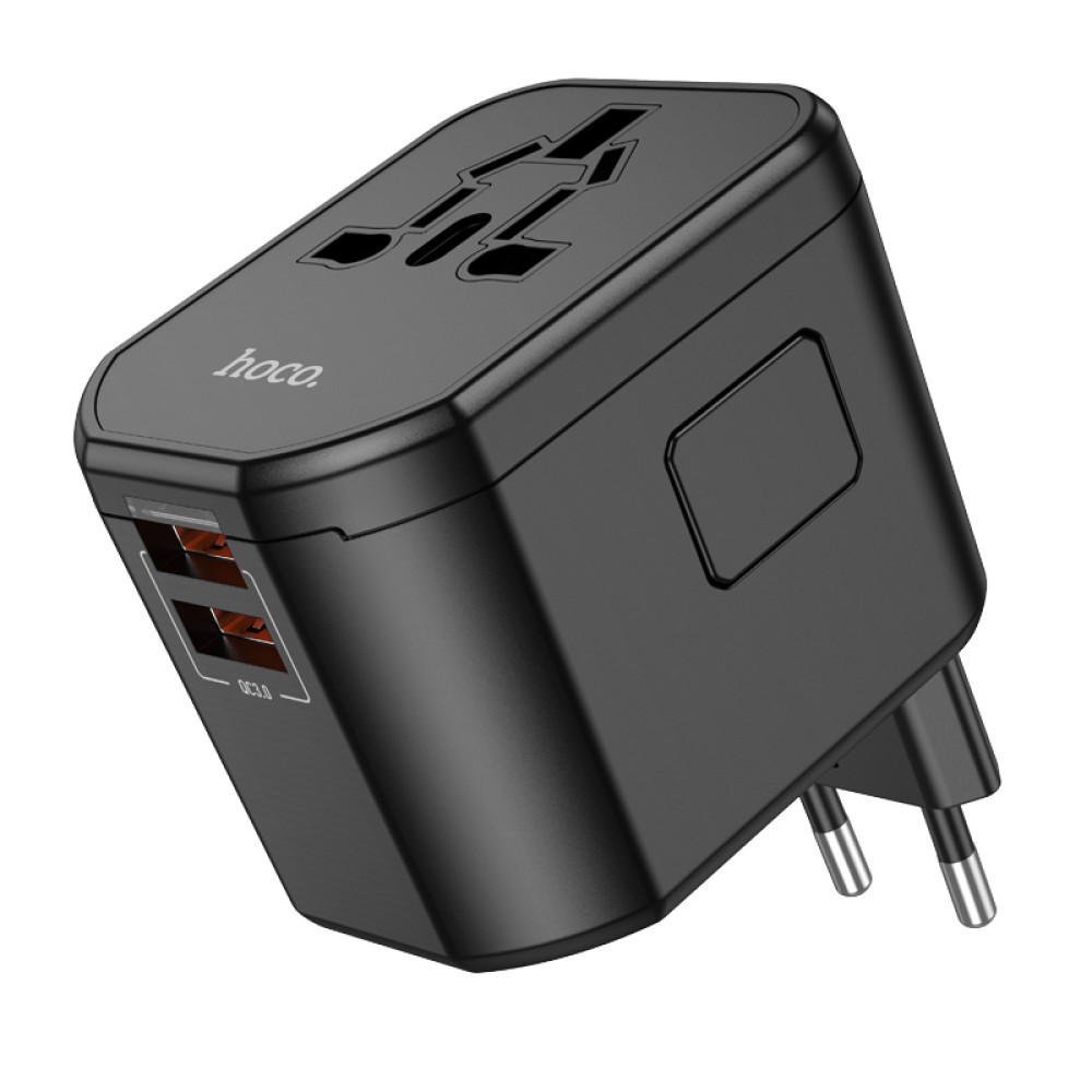 Мережевий зарядний пристрій Hoco AC15 3 port PD20W (1C2A) universal conversion (Чорний)-2