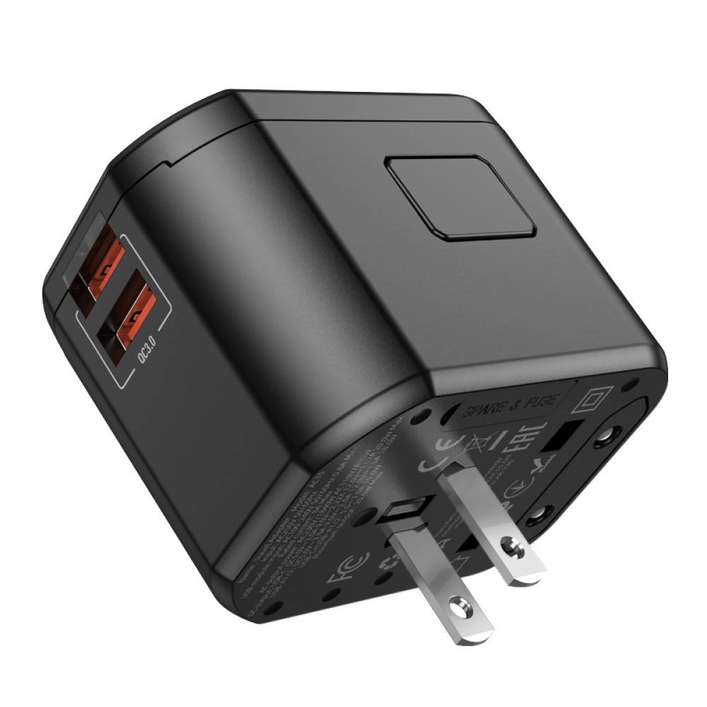 Мережевий зарядний пристрій Hoco AC15 3 port PD20W (1C2A) universal conversion (Чорний)-4