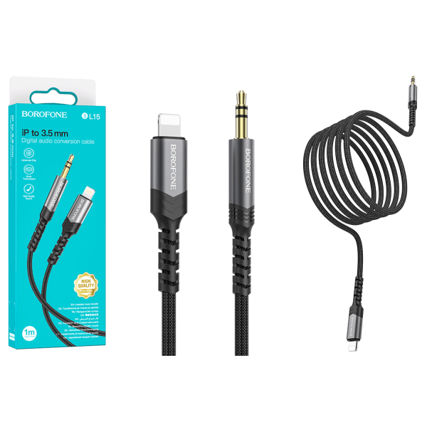 AUX Cable BOROFONE BL15 (Lightning) (Сірий)-0