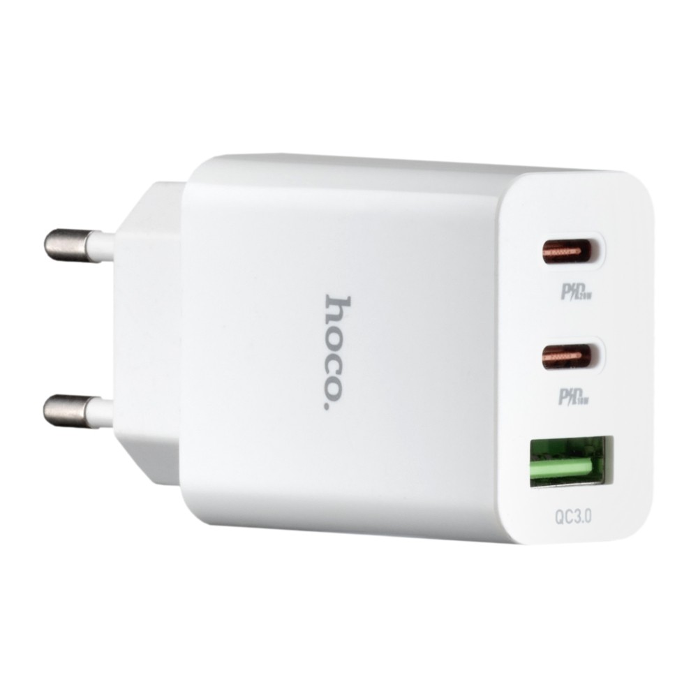 Адаптер Hoco C99A PD20W + QC3.0 three-port ( 2C1A ) charger ( EU ) White-1