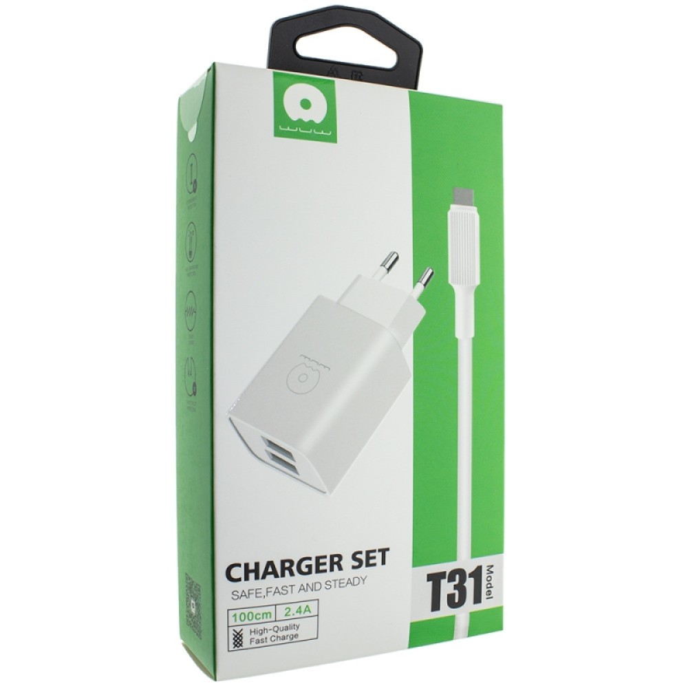 МЗП WUW T31 Micro 2USB 2.4A EU (Білий)-0