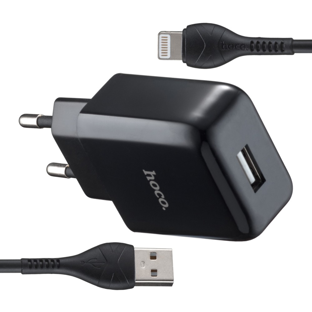 Зарядний пристрій HOCO N2 Lightning Black-1