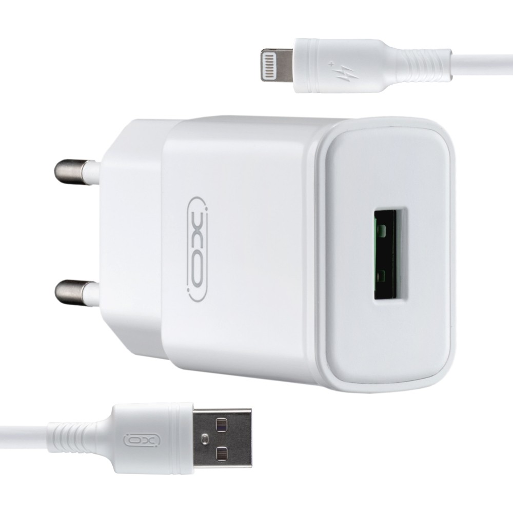 МЗП XO L92D Lightning QC3.0 18W Швидка зарядка EU (Білий)-1