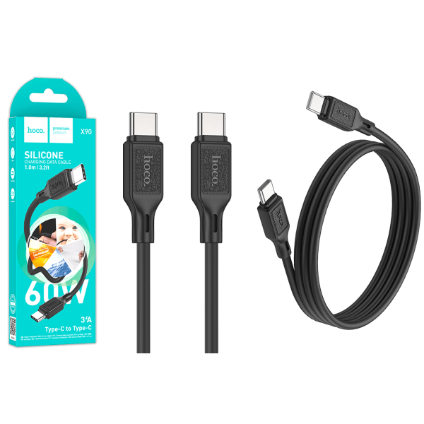 Кабель HOCO X90 Type-C to Type-C silicone cable (1m) чорний-0