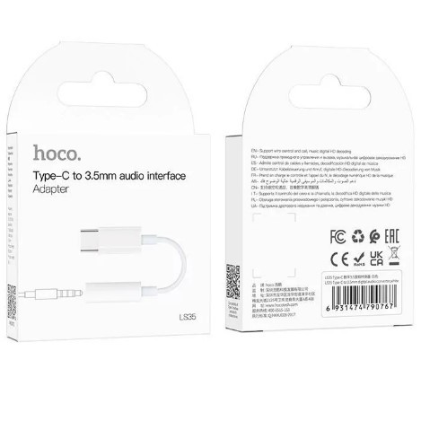 Перехідник Hoco LS35 Type-C to 3.5mm digital audio converter (Бiлий)-0