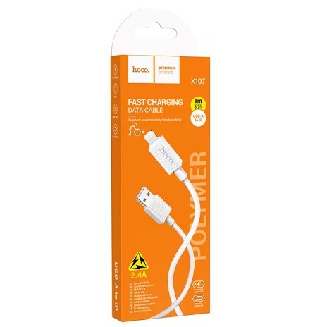 Кабель Hoco X107 Favor Lightning 2.4A 1m (Білий)-0