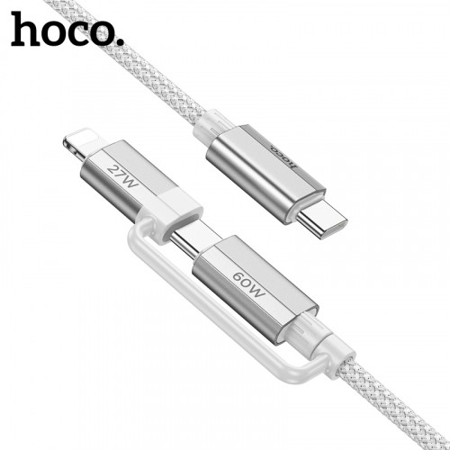 Кабель HOCO U134 Primero 2-in-1 charging data cable Type-C to Type-C/iP 3A/1.2m Gray-2