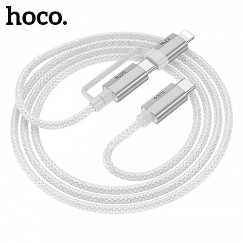 Кабель HOCO U134 Primero 2-in-1 charging data cable Type-C to Type-C/iP 3A/1.2m Gray-3
