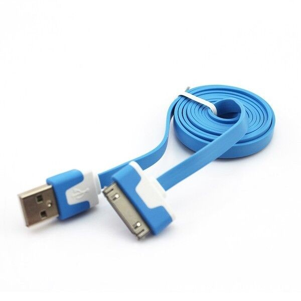 Кабель для Iphone 4 / Ipad 2/3/4 блакитний плаский-0