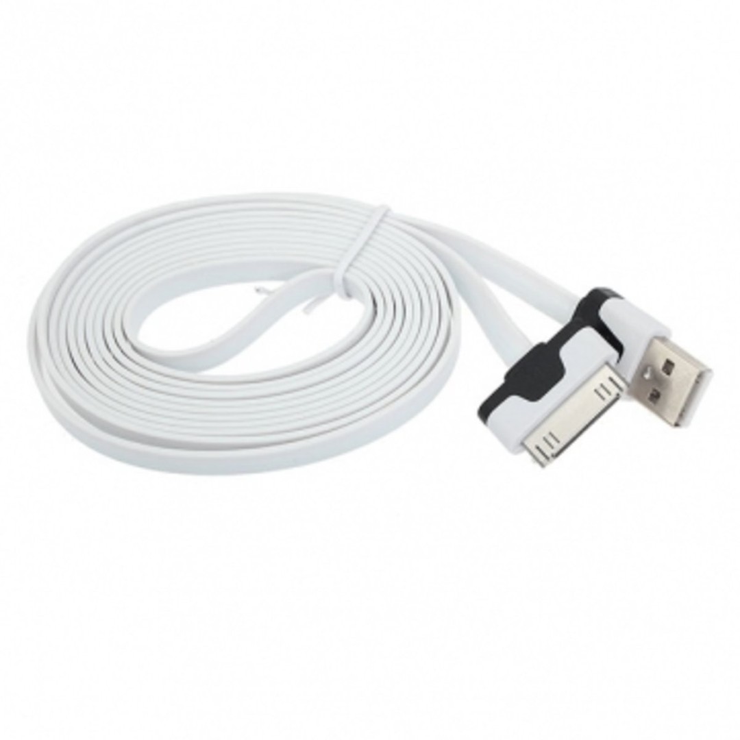 Кабель для Iphone 4 / Ipad 2/3/4 білий плаский-0
