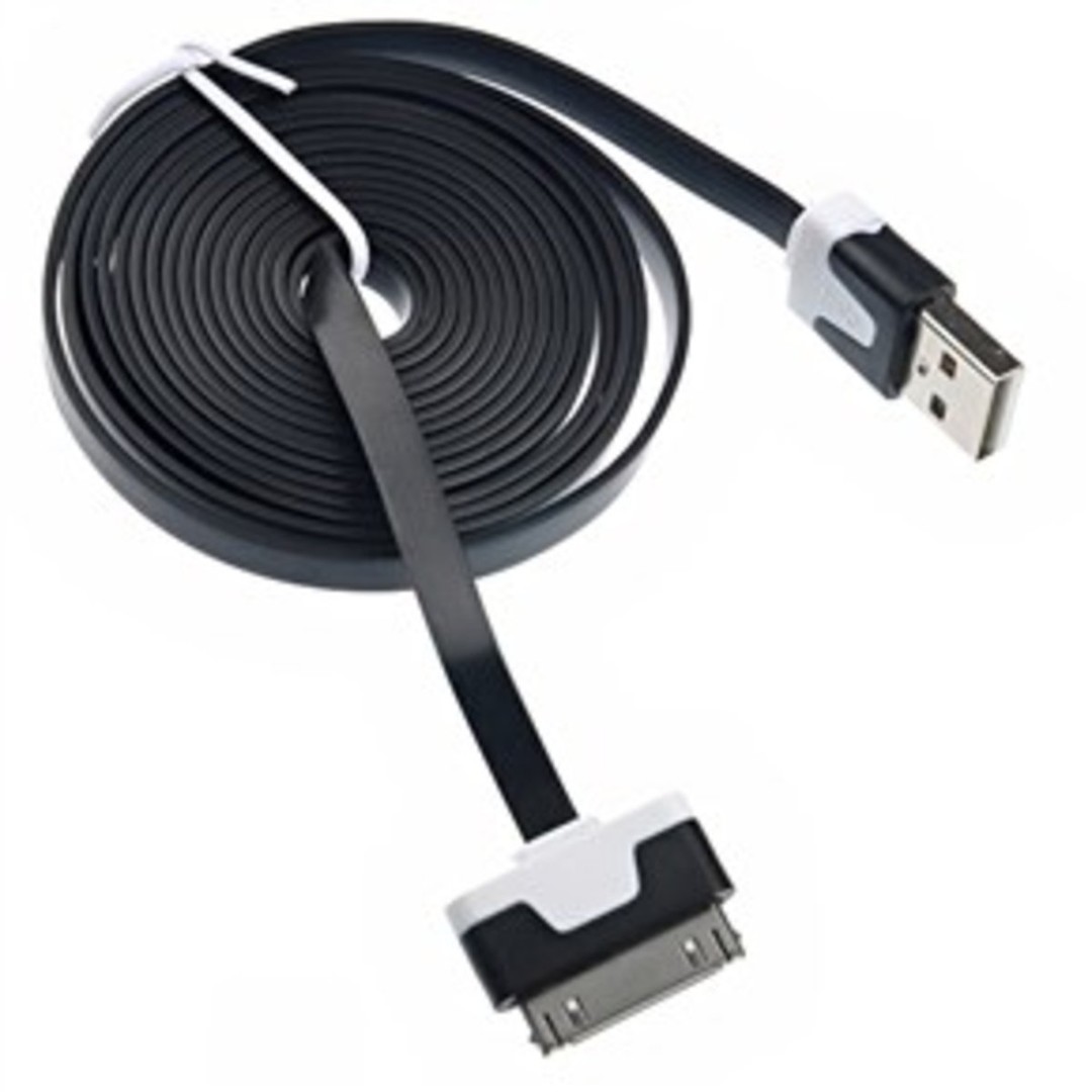 Кабель для Iphone 4 / Ipad 2/3/4 чорний плаский-0