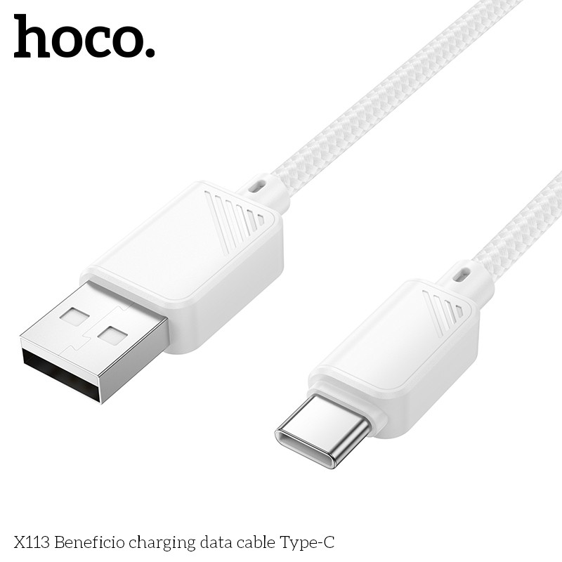 Кабель TYPE- C 2.4A (1m) Hoco X113 Білий-1