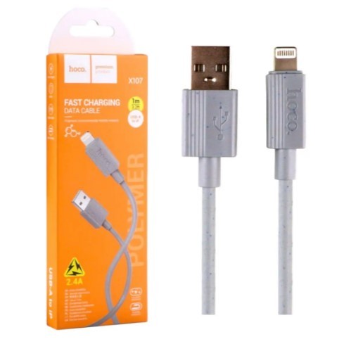 Кабель Hoco X107 Favor Lightning 2.4A 1m (Сірий)-0