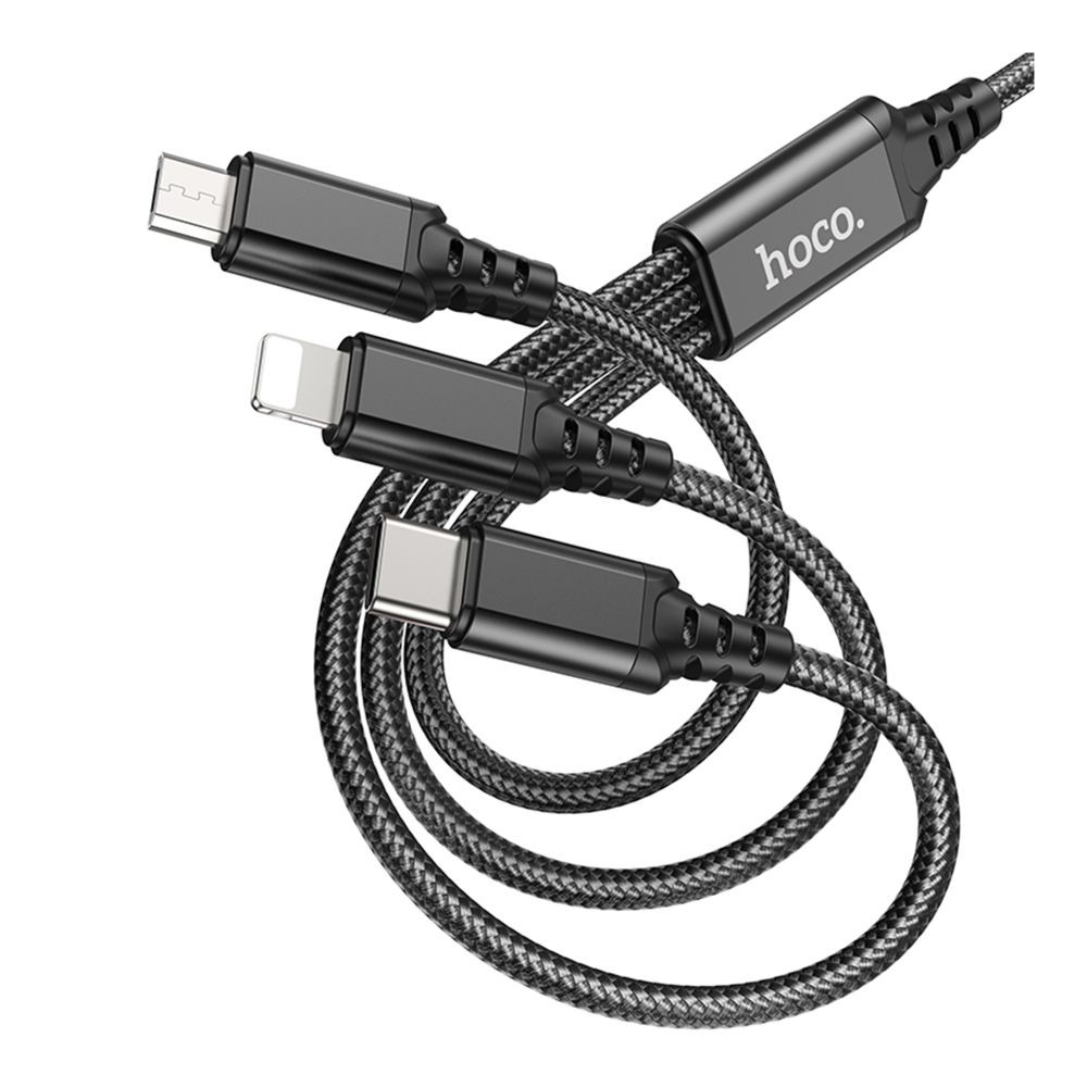 Зарядний шнур Hoco X76 3in1 Type-C+Lightning+Micro (Чорний)-2
