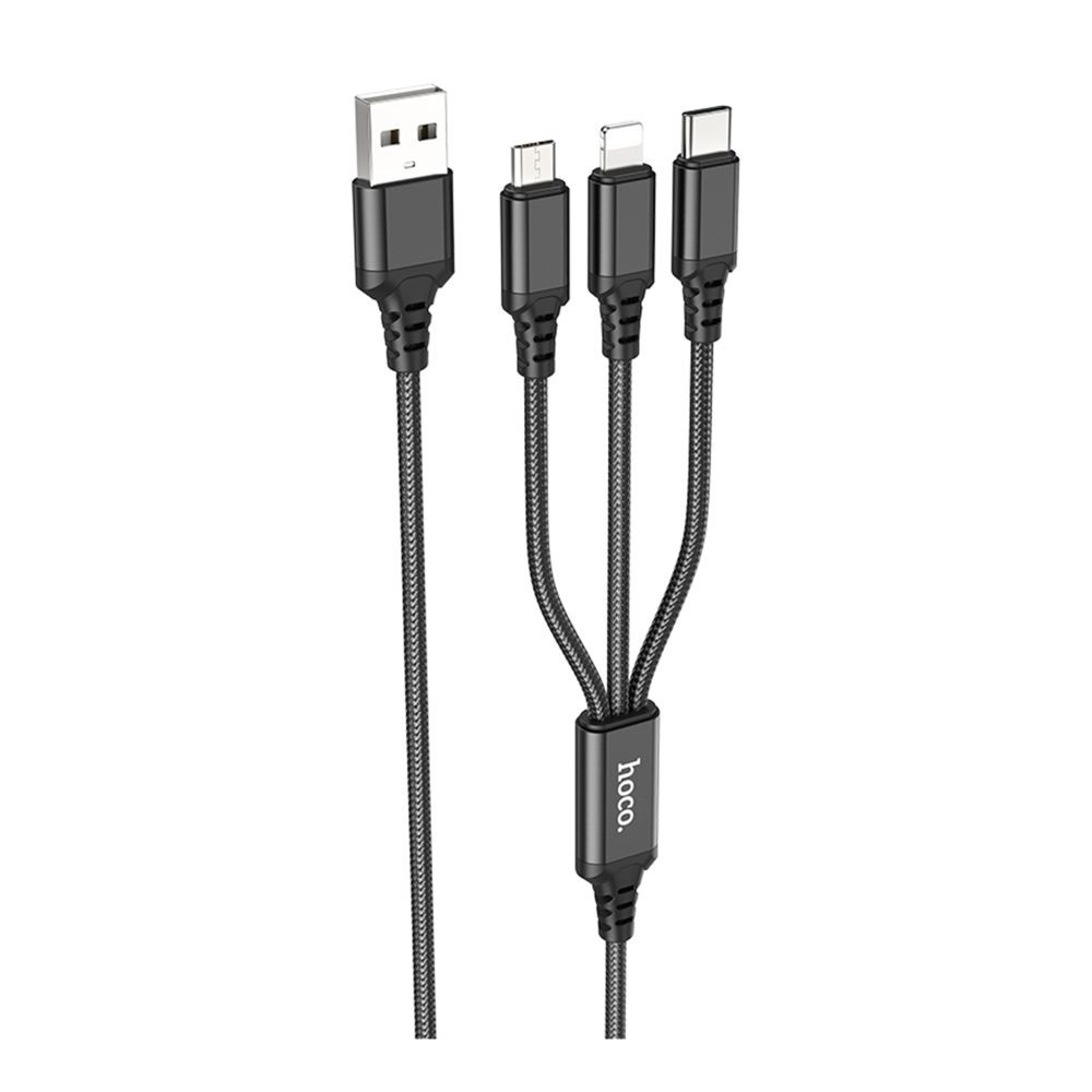 Зарядний шнур Hoco X76 3in1 Type-C+Lightning+Micro (Чорний)-1
