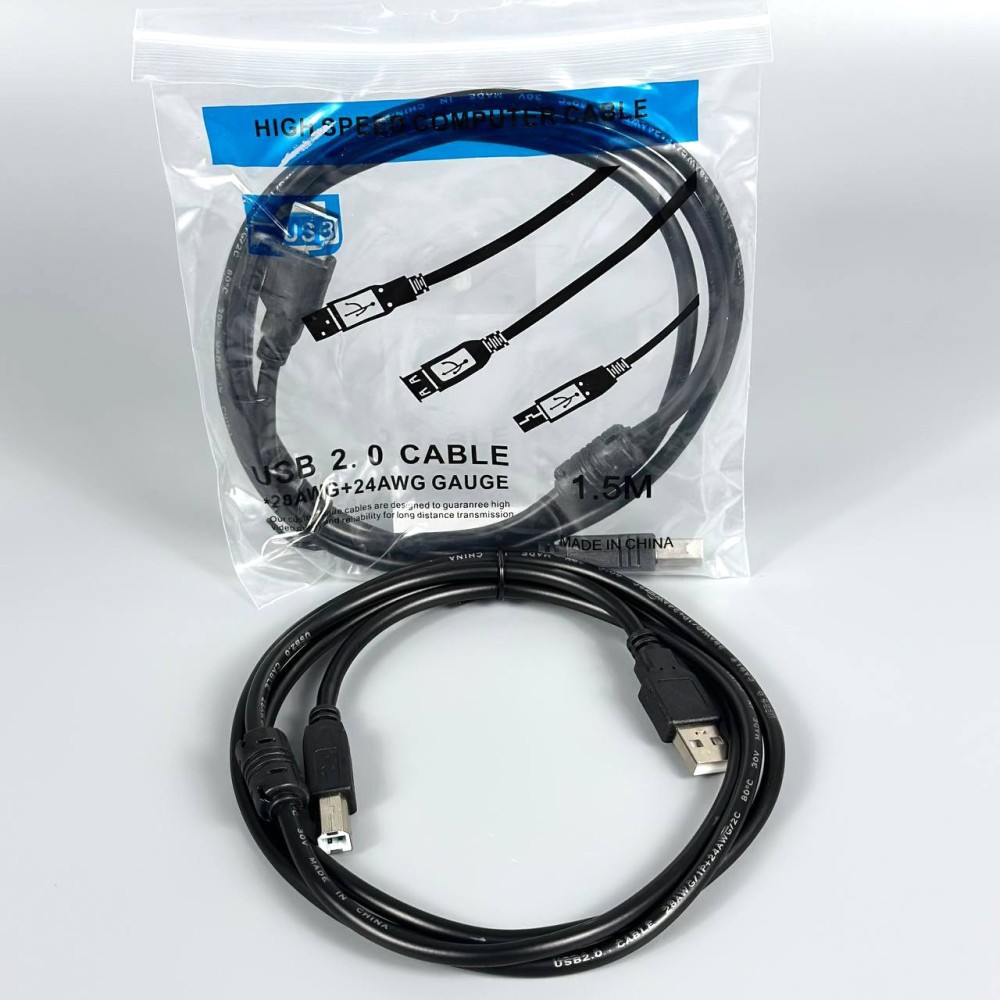 Кабель для принтера USB 2.0 AM/BM 1.5m (Чорний)-0