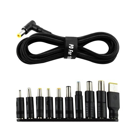 Кабель USB-C to DC 100W з набором перехідників для ноутбука 10in1 Black-0