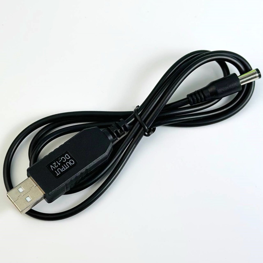 Кабель живлення для роутера Boost Cable USB-DC12V (2,1x5,5mm) (Чорний)-1