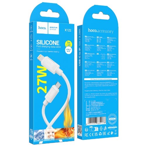 Кабель USB Hoco X122 Silicone Type-C to Lightning 27W (Білий)-0