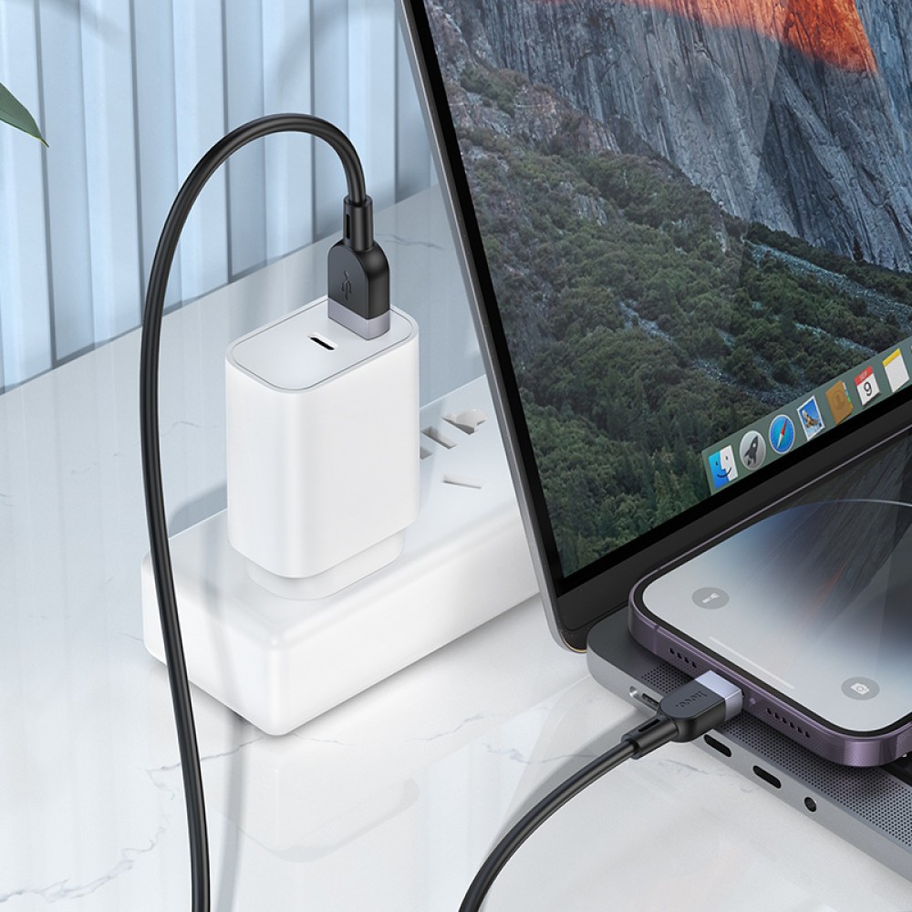 Кабель Hoco X109 Silicone 3 метри для Lightning 2.4A (Чорний)-4