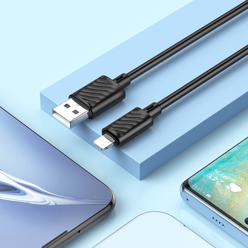 Зарядний шнур Hoco X88 Gratified charging data cable для Lightning 2,4A 2m Black-3