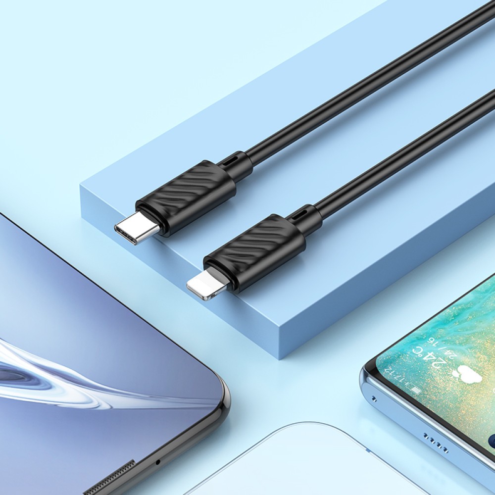 Зарядний шнур Hoco X88 Gratified charging data cable Type-C to Lightning 2,4A 2m Black-3