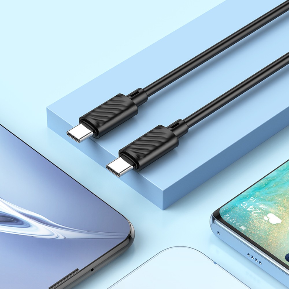 Зарядний шнур Hoco X88 Gratified charging data cable Type-C to Type-C 60w 2m Black-3