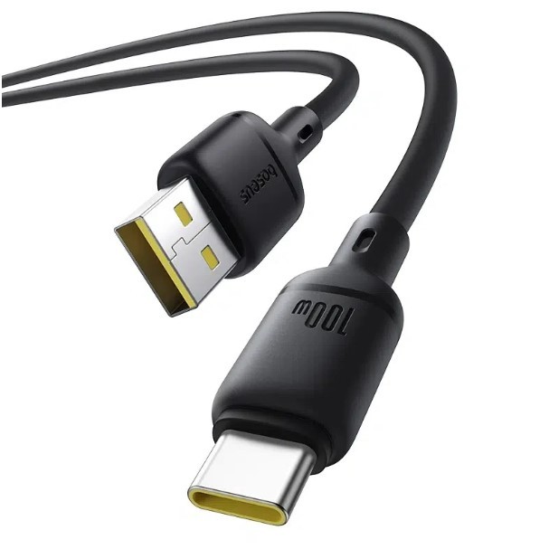 Кабель Baseus Silky Series OS Fast Charging USB to Type-C 100W (2m) (P10377703) (Чорний)-0
