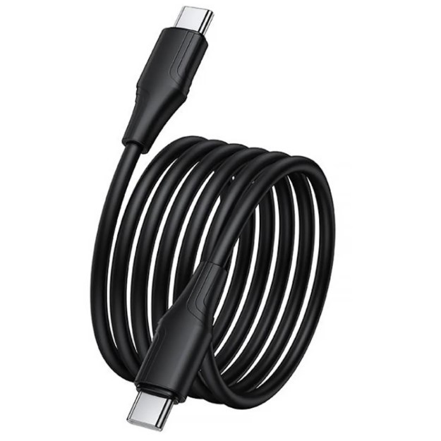 Кабель Hoco X124 Bien silicone Type-C to Type-C 60W (1m) (Чорний)-1