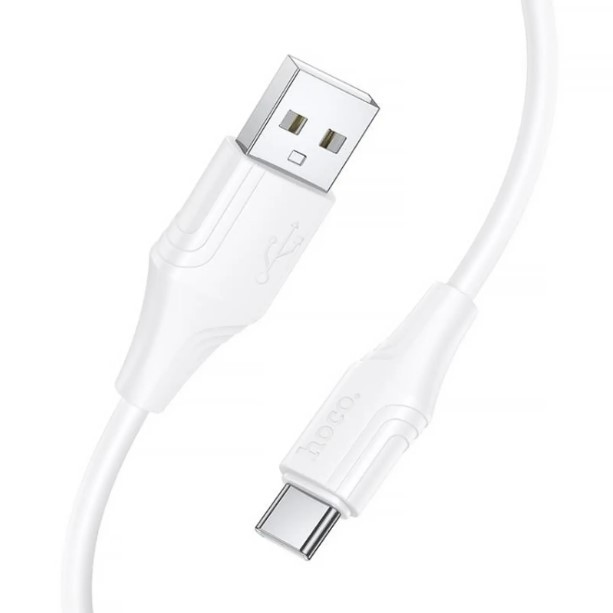 Кабель Hoco X124 Bien silicone USB to Type-C 3A (1m) (Білий)-1