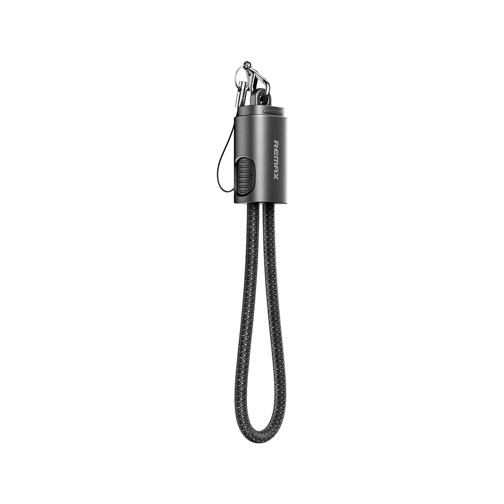 Шнурок-тримач з кабелем Remax C6 Zinc Alloy Type-C to Type-C 65W 0,2m (Чорний)-1