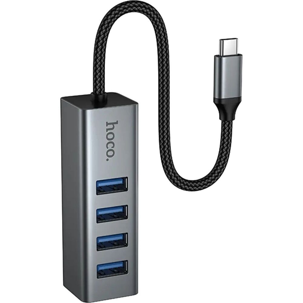 USB-хаб Hoco HB1C 4-in-1 converter(Type-C to USB3.0*4) Gray-1