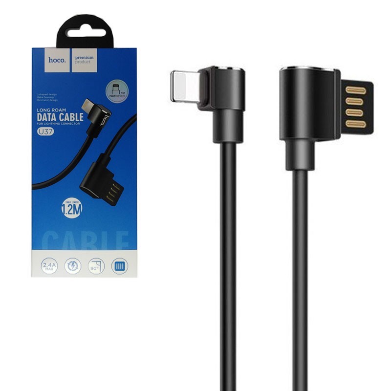 Кабель HOCO U37 Long roam charge Lightning 1.2m Black-1