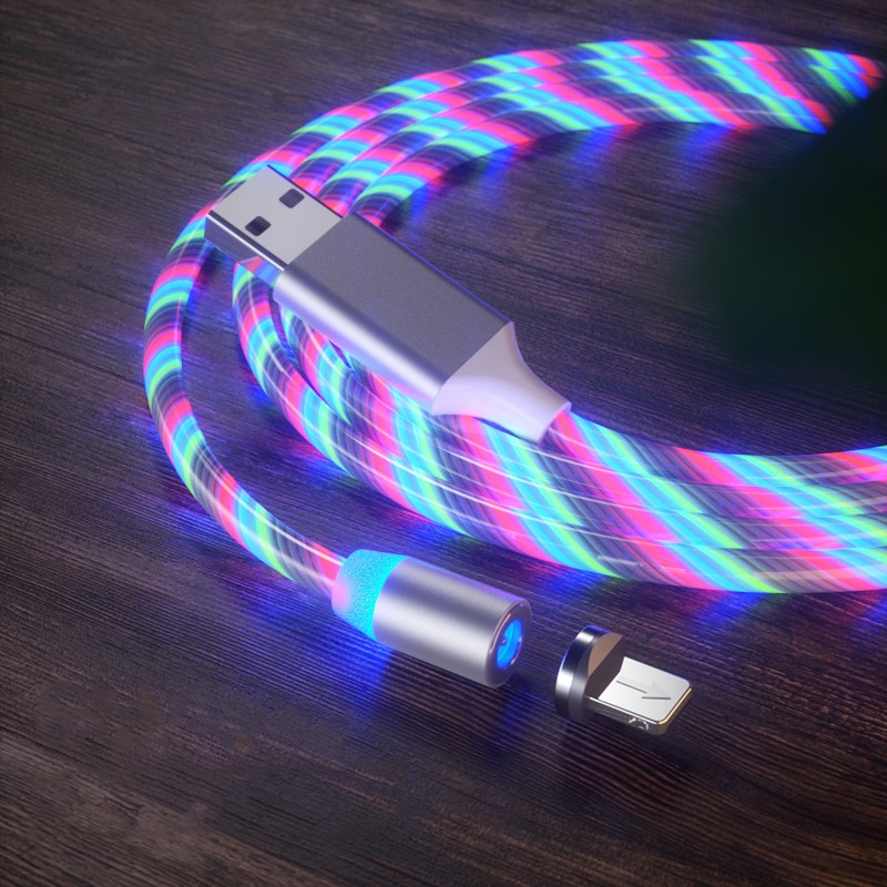 Кабель Micro usb магнітний сірий (світиться)-0