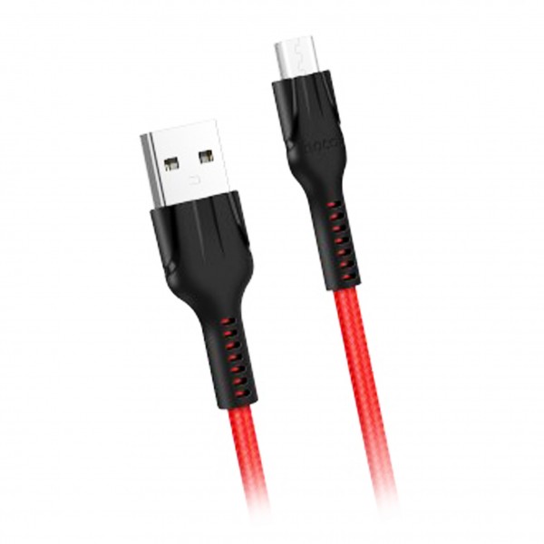 Кабель HOCO U39 Slender charging data for Micro 2,4A/1,2m. Red&Black-0