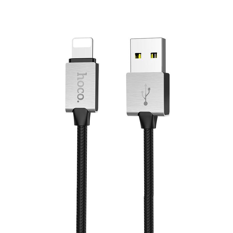 Кабель HOCO U49 Refined Steel Lightning 2,4A/1,2m. чорний-0