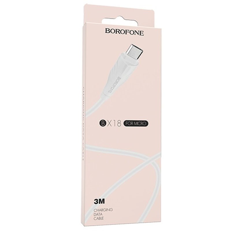 Кабель Borofone BX18  USB to MicroUSB (3m) (Білий)-0