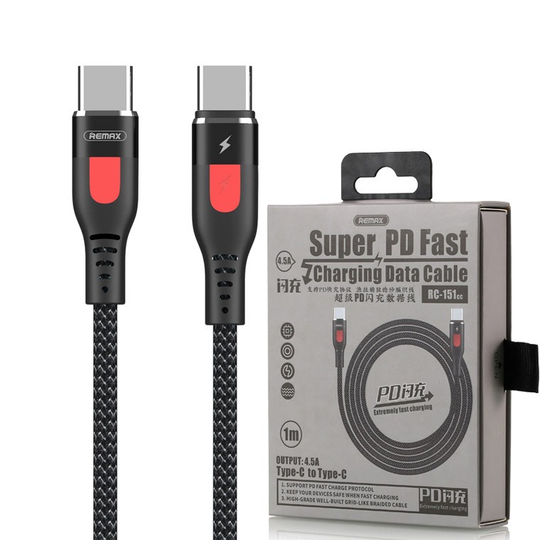 USB кабель Remax RC-151cc Type-C - Type-C чорний-0