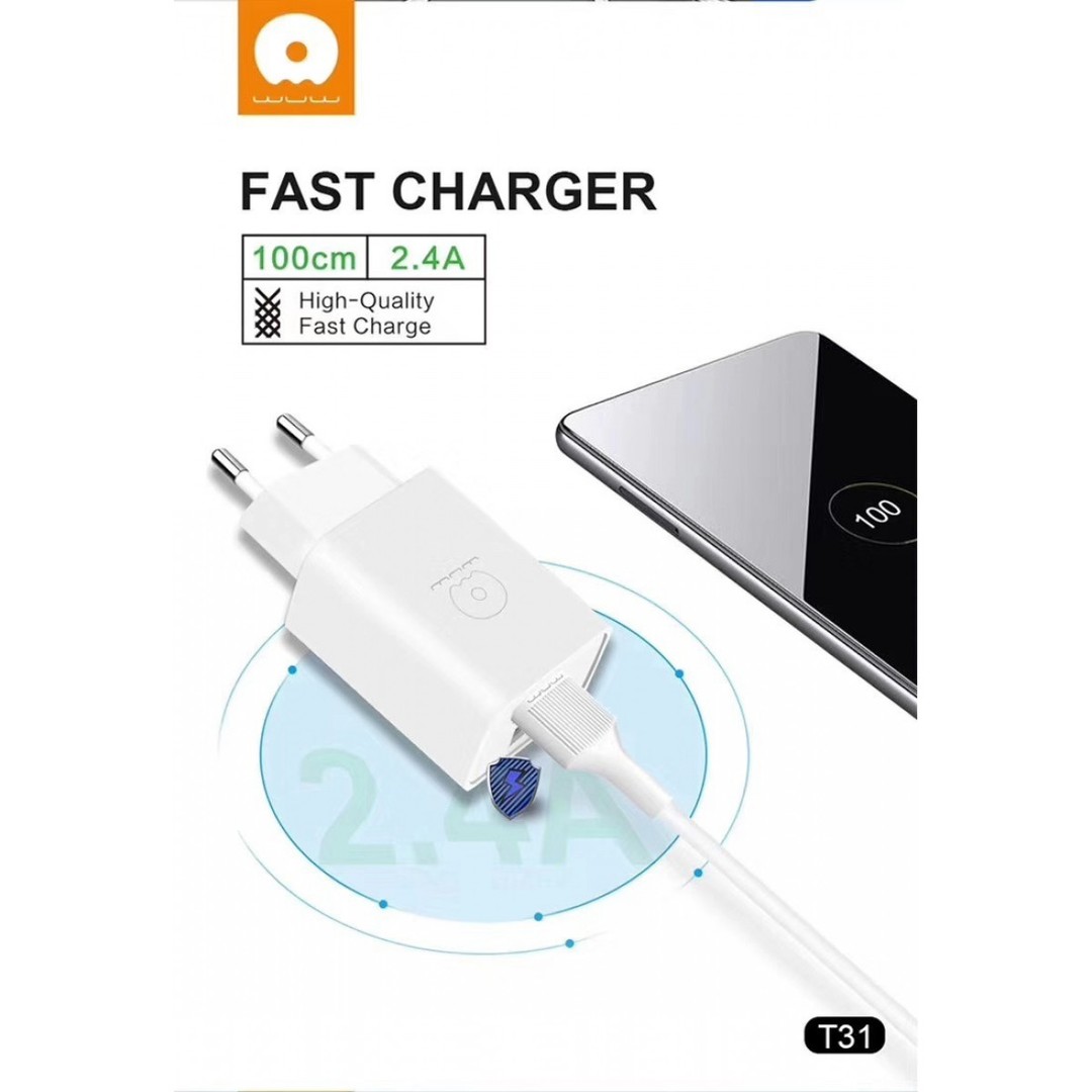 Зарядний пристрій WUW T31 Lightning (2 USB. 2.4A) білий-2