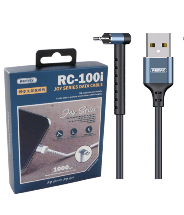 Кабель Lightning Remax RC-100 Joy Series+підставка 2in1 чорний-0