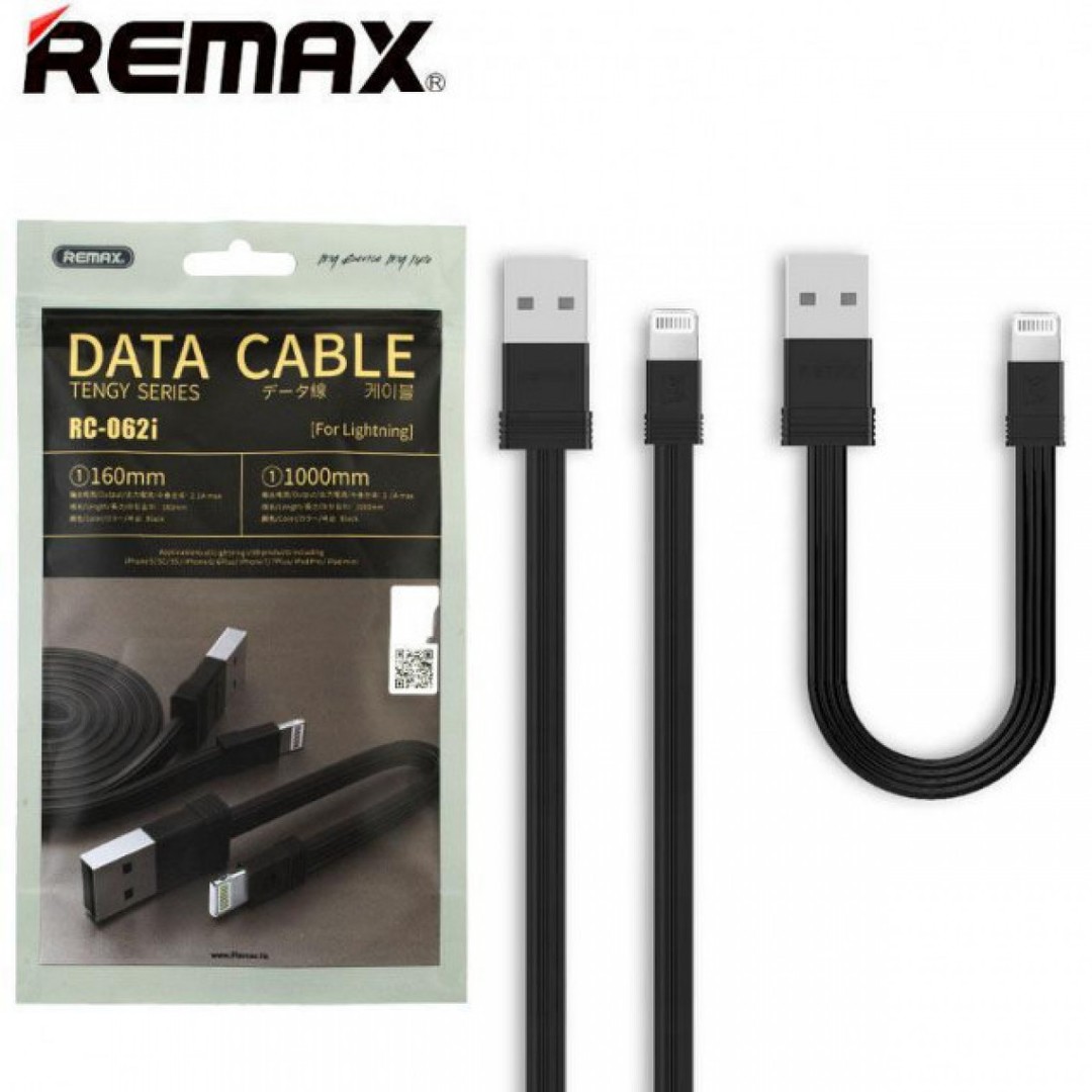 Кабель Lightning Remax RC-062i Tengy Srries 1m+0.16m чорний-0