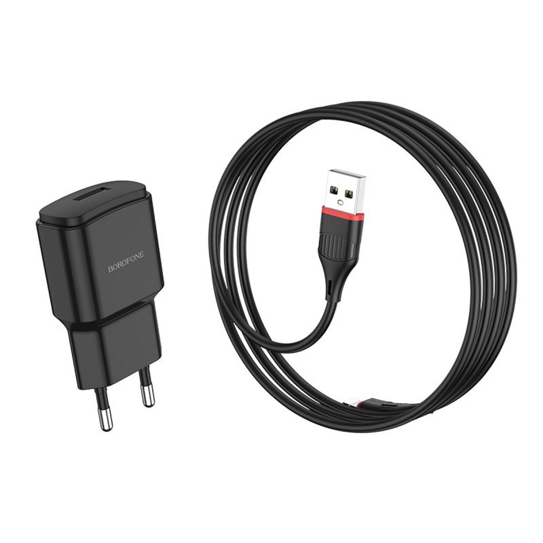 Зарядний пристрій Borofone BA48A Orion single Lightning 1USB 2.1A чорний-0