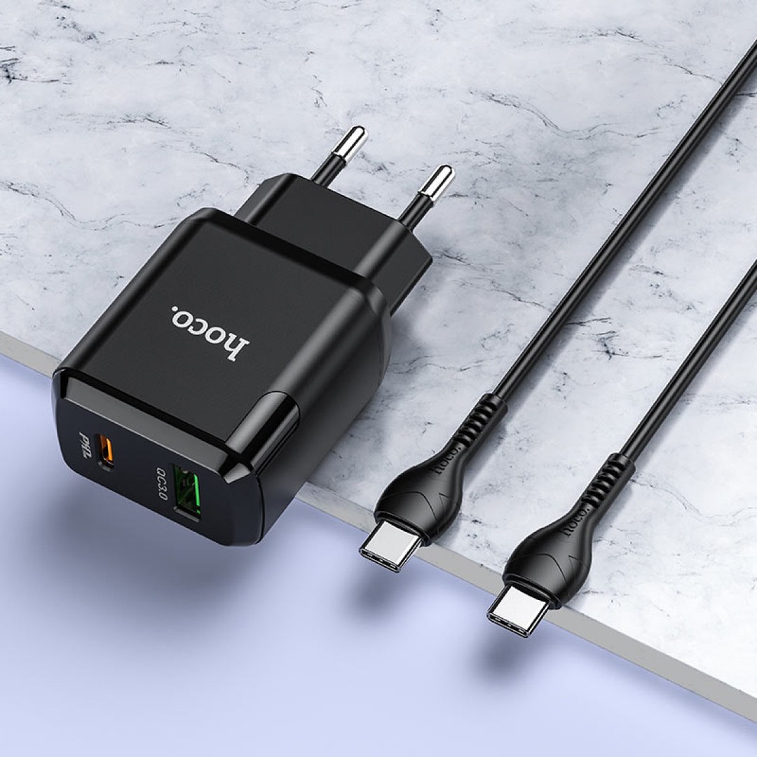 Зарядний пристрій Hoco N5 Favor PD 20W+QC3.0 Type-C to Type-C-2