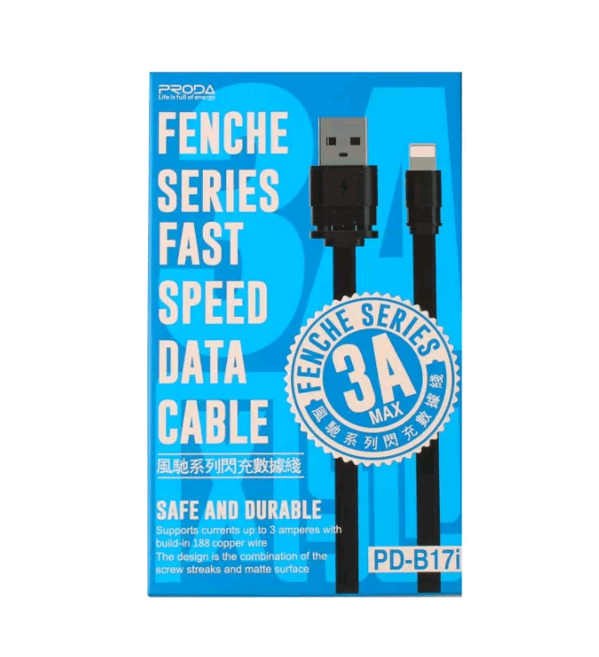 Кабель USB Remax Proda Fenche Fast Charging Lightning Cable 3A Black-0